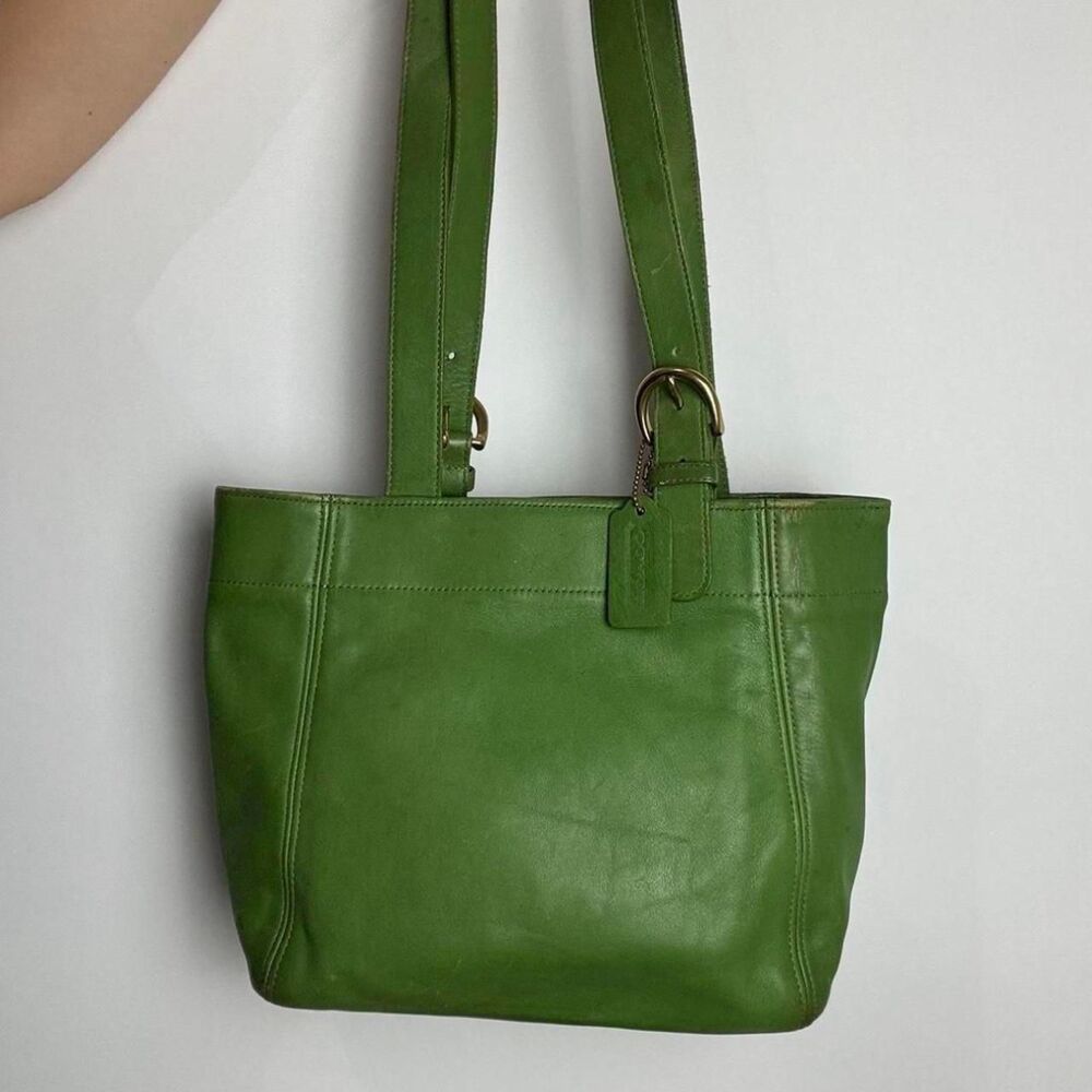 Coach Vintage 90s Waverly Soho Buckle Tote Green Leather 4157